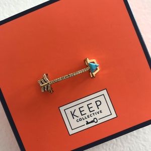 Large Pave Arrow Turquoise/ Pave Gold